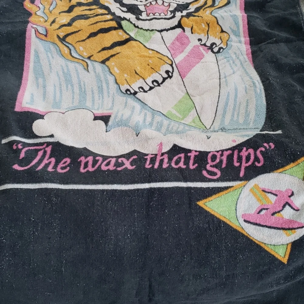 Vintage 1988 Tiger Paw Surfboard Wax Beach Towel